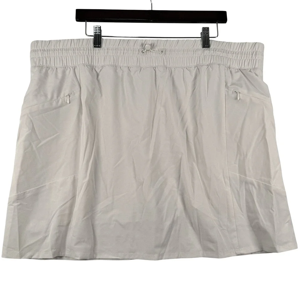 MTA Sport Women 2X Skort White Fast-Dri Zipper Pockets Plus Activewear Hiking